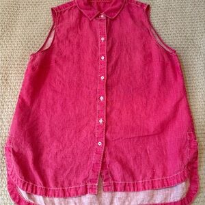 Tommy Bahama Pink Sleeveless Button-Up Tank Top